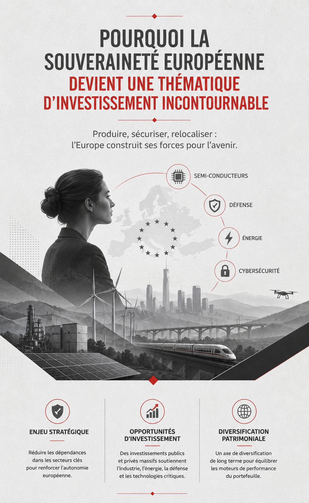 Pourquoi la souveraineté européenne devient une thématique d’investissement incontournable Illustration premium sur la souveraineté européenne comme thématique d’investissement stratégique